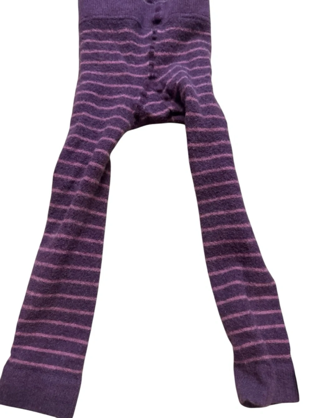 Kids Soft Knit Purple Striped & Navy Tights - Brand Unspecified